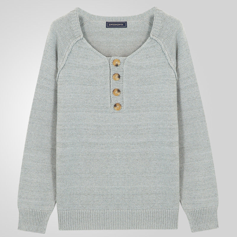 Leichter, einfarbiger Langarm-Pullover