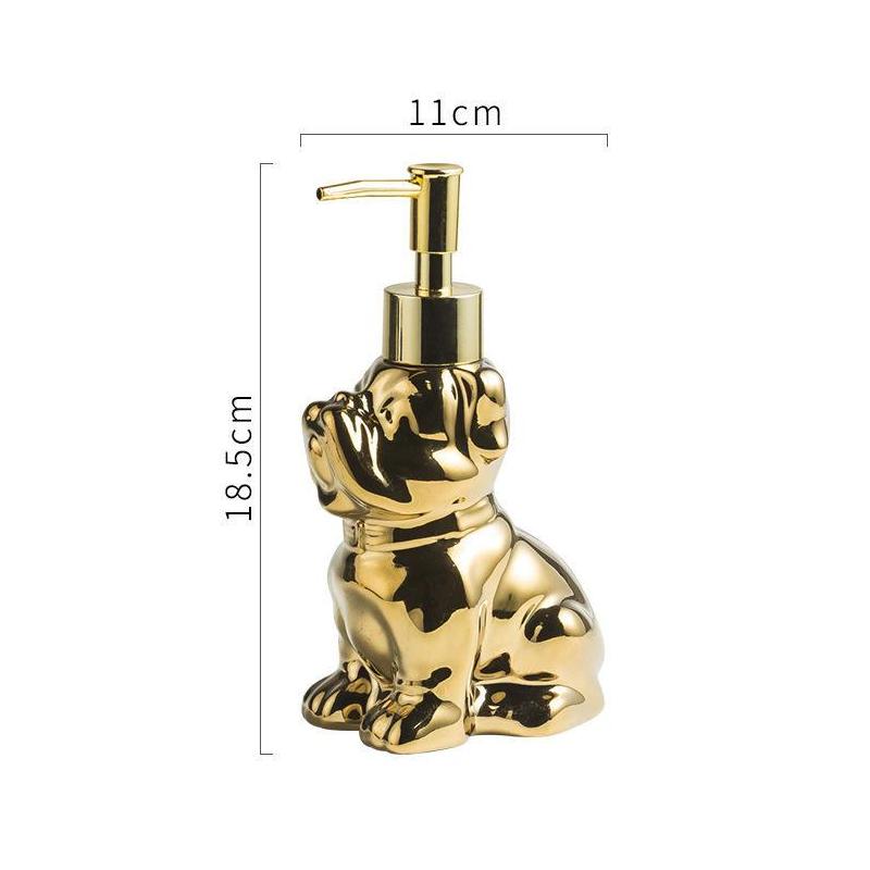 Dispensador de sabonete em cerâmica em formato de cachorro, 280 ml