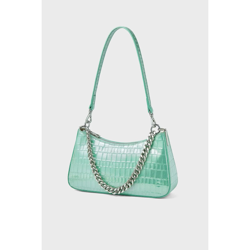 alligator pattern leather shoulder bag, view 6 - MRSLM