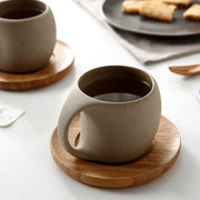 stoneware ceramic coffee mug with tray, view 5 - MRSLM
