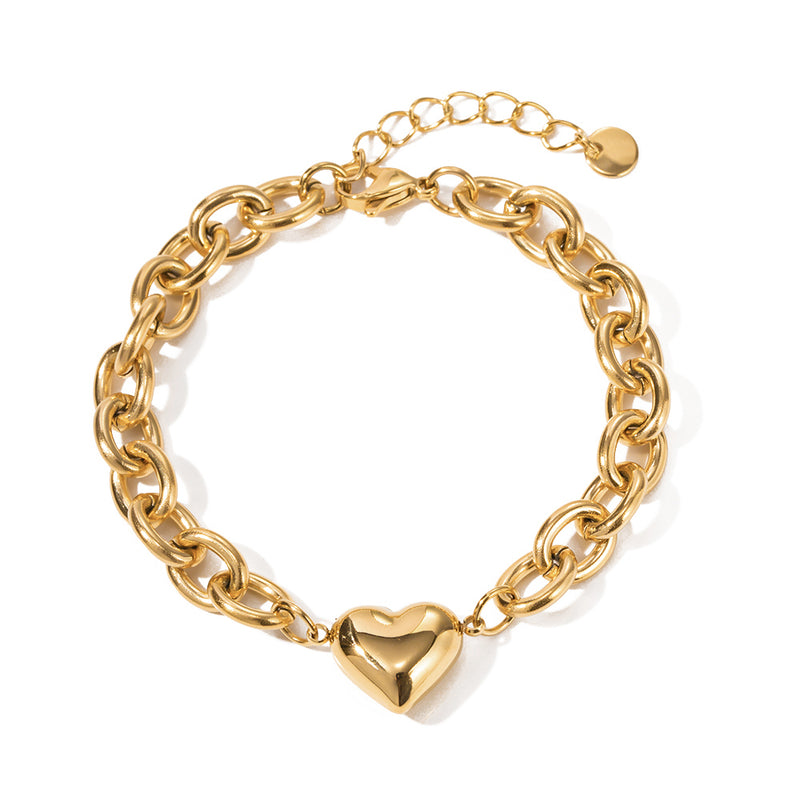 vintage heart pendant chain bracelet, view 2 - MRSLM