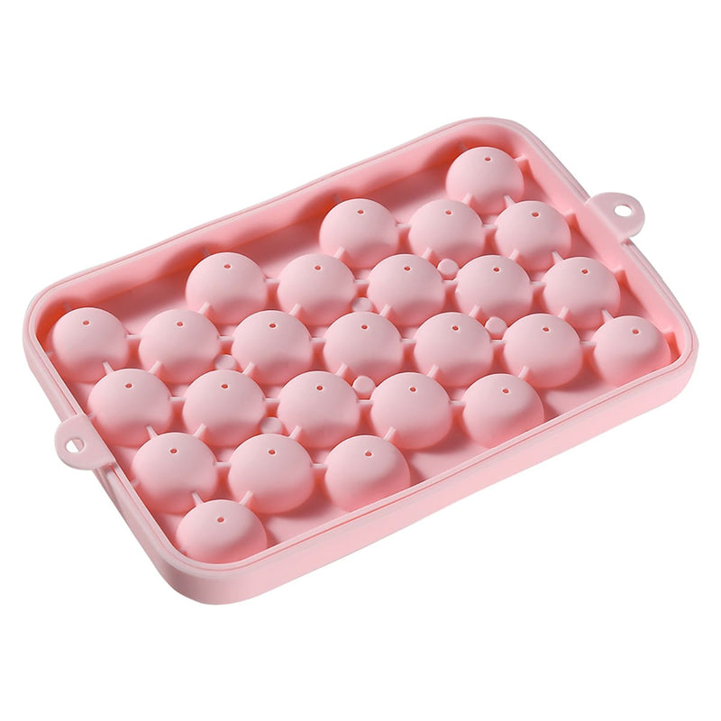 Forma de silicone para cubos de gelo com 25 compartimentos e tampa.