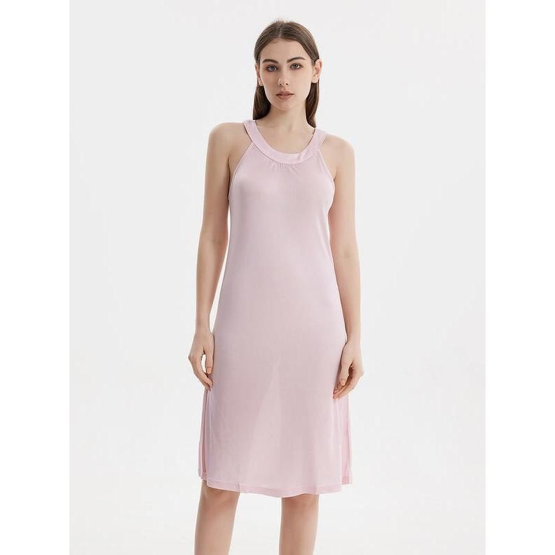 Vestido midi elegante com decote halter em mistura de seda