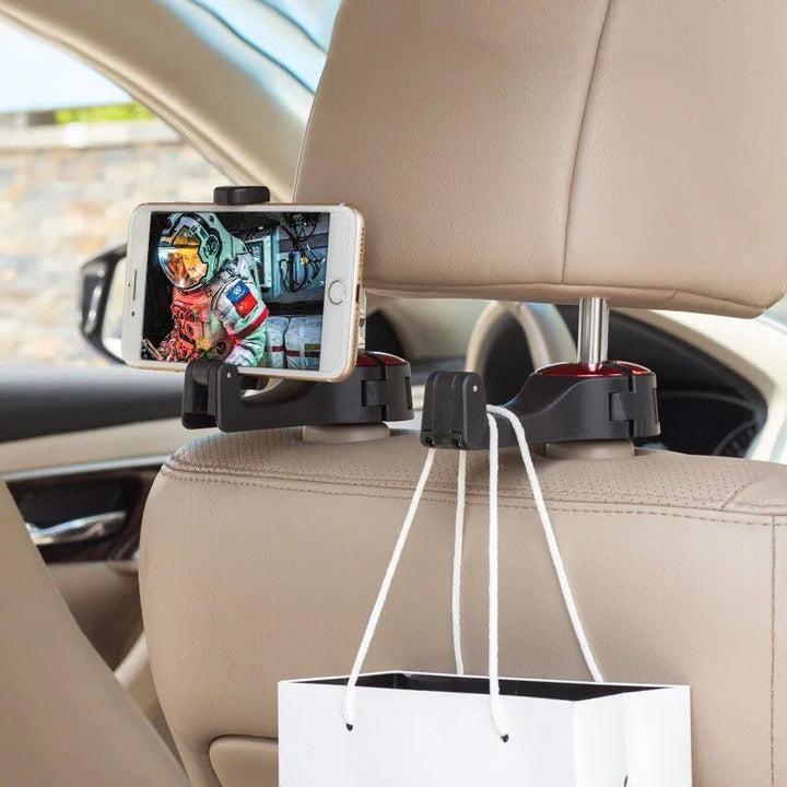 Rotatable Car Headrest Hook with Phone Holder