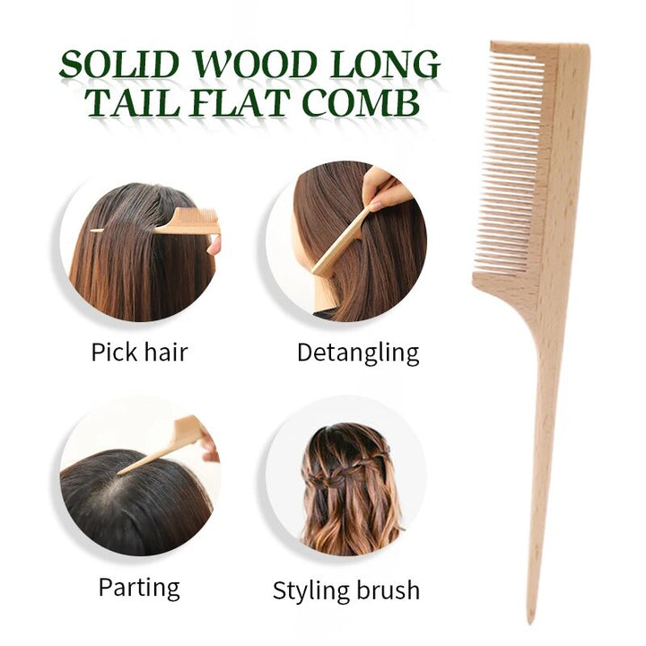 Oak Wood Boar Bristle Hair Brush for Detangling and Scalp Massage