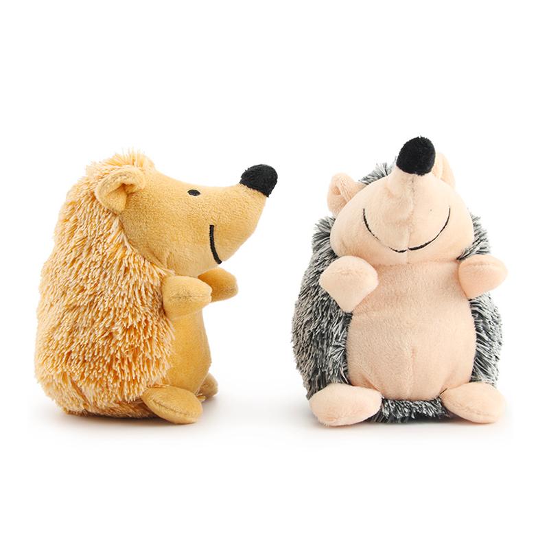 squeaky hedgehog plush dog toy, view 4 - MRSLM