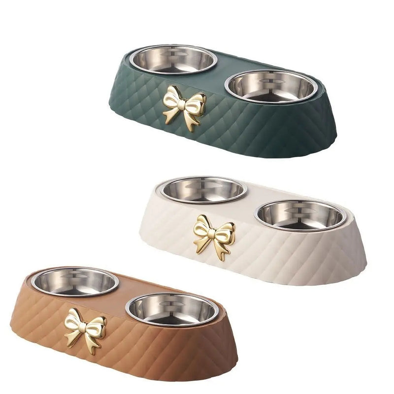 double pet feeding bowl with bow-tie design, view 7 - MRSLM
