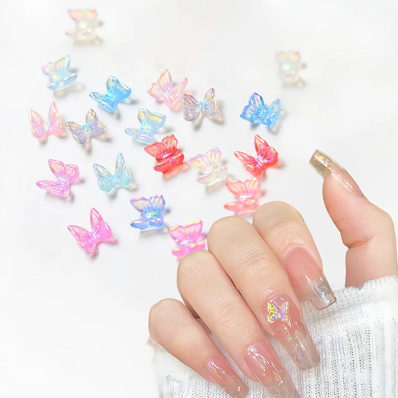 colorful aurora butterfly nail charms, view 11 - MRSLM
