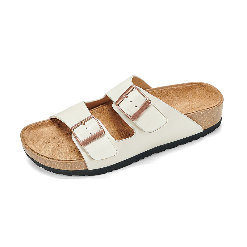 women's flat cork sandals, view 3 - MRSLM