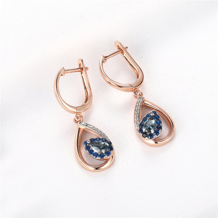 Blue Rose Gold  Electroplated Leaf Earrings