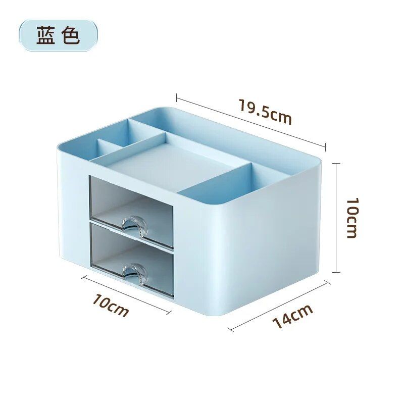 compact desk organizer with dual drawers, view 2 - MRSLM