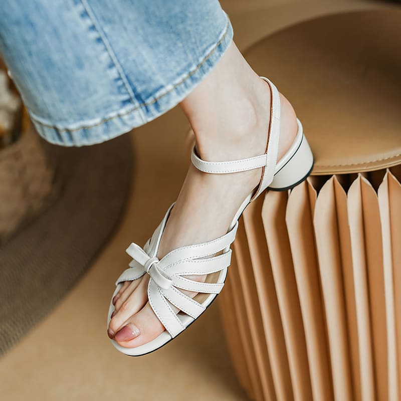 Leather square heel gladiator sandals, view 7 - MRSLM