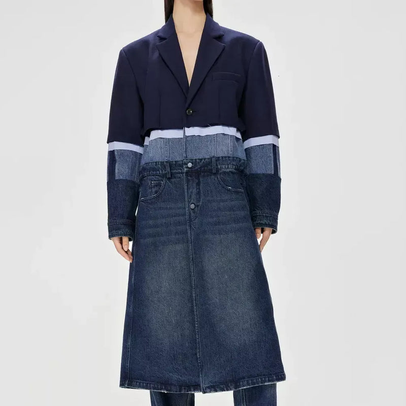 Patchwork-Jeans-Trenchcoat