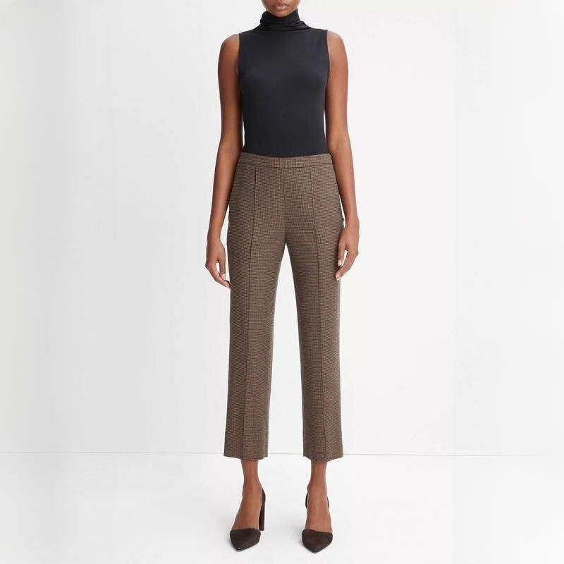 Elegante Hahnentritt-Hose mit hohem Bund für Damen