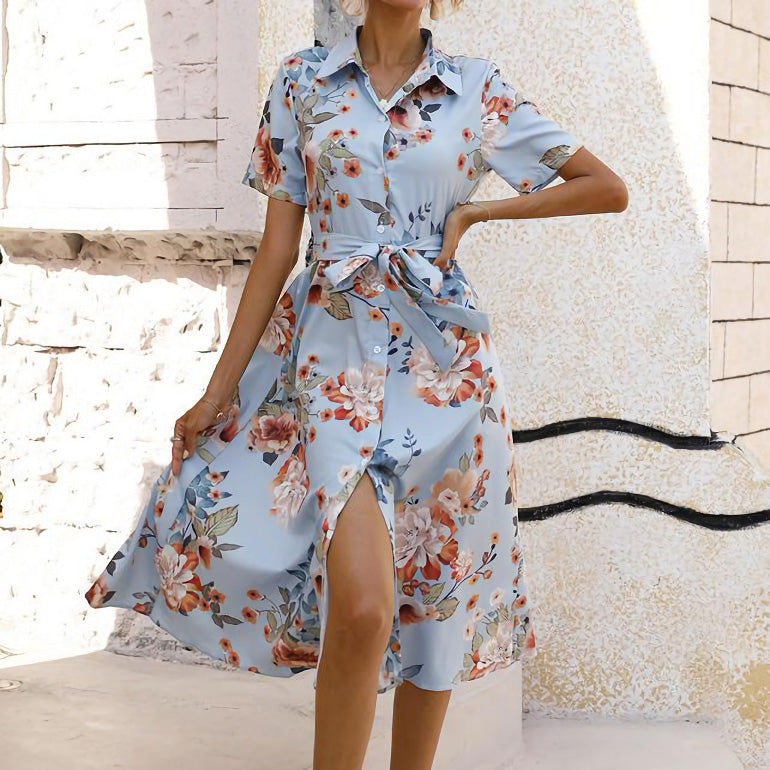 summer floral waistband dress, view 3 - MRSLM