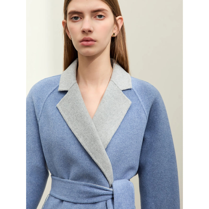 women's wool blend lapel coat, view 10 - MRSLM