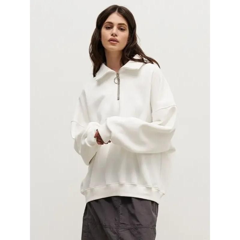 Oversized Damen-Rollkragenpullover mit Fleecefutter
