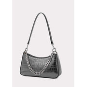 alligator pattern leather shoulder bag, view 4 - MRSLM