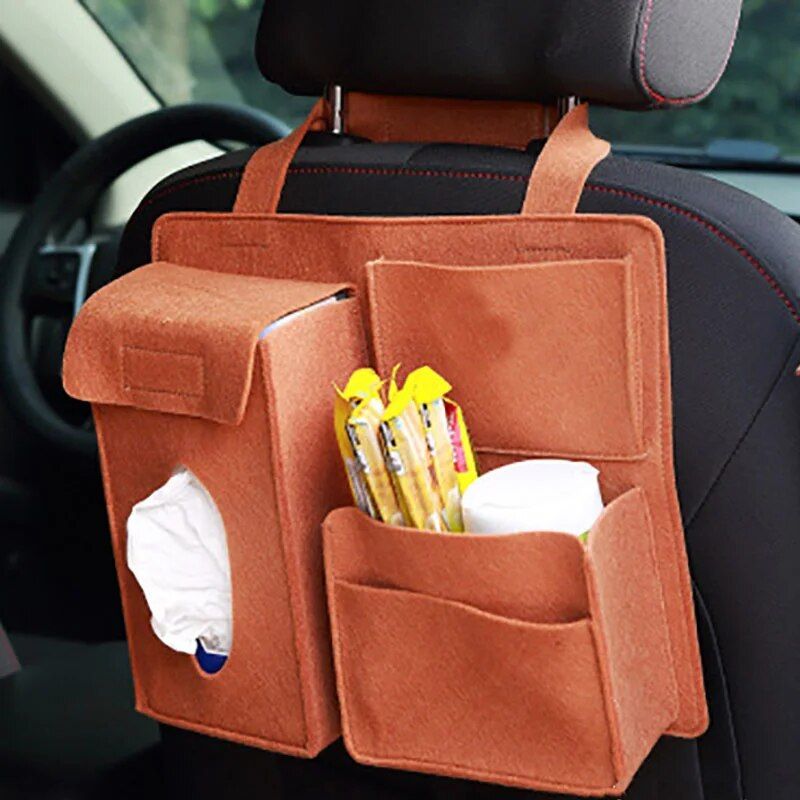 multi-function felt car seat back organizer, view 6 - MRSLM