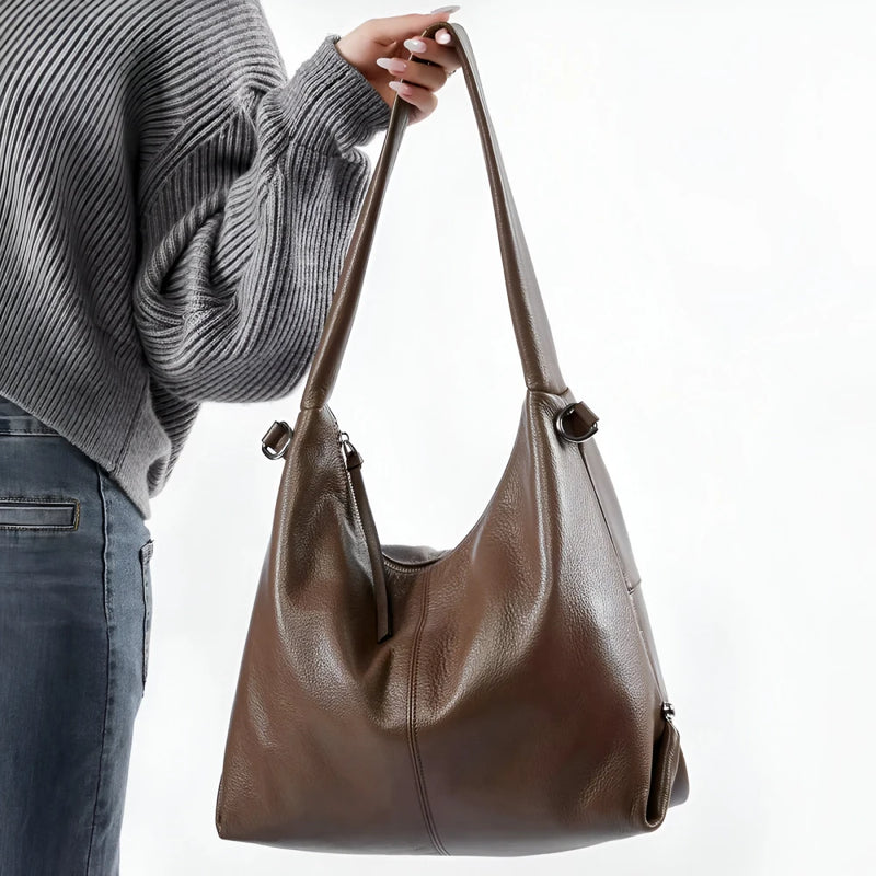genuine leather large capacity shoulder bag, view 8 - MRSLM