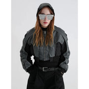 reflective splice hooded jacket, view 3 - MRSLM
