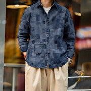 men's retro denim patchwork shirt - MRSLM