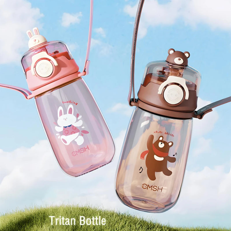 520ml kids water bottle with straw, view 7 - MRSLM