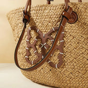 striped straw beach bag, view 8 - MRSLM