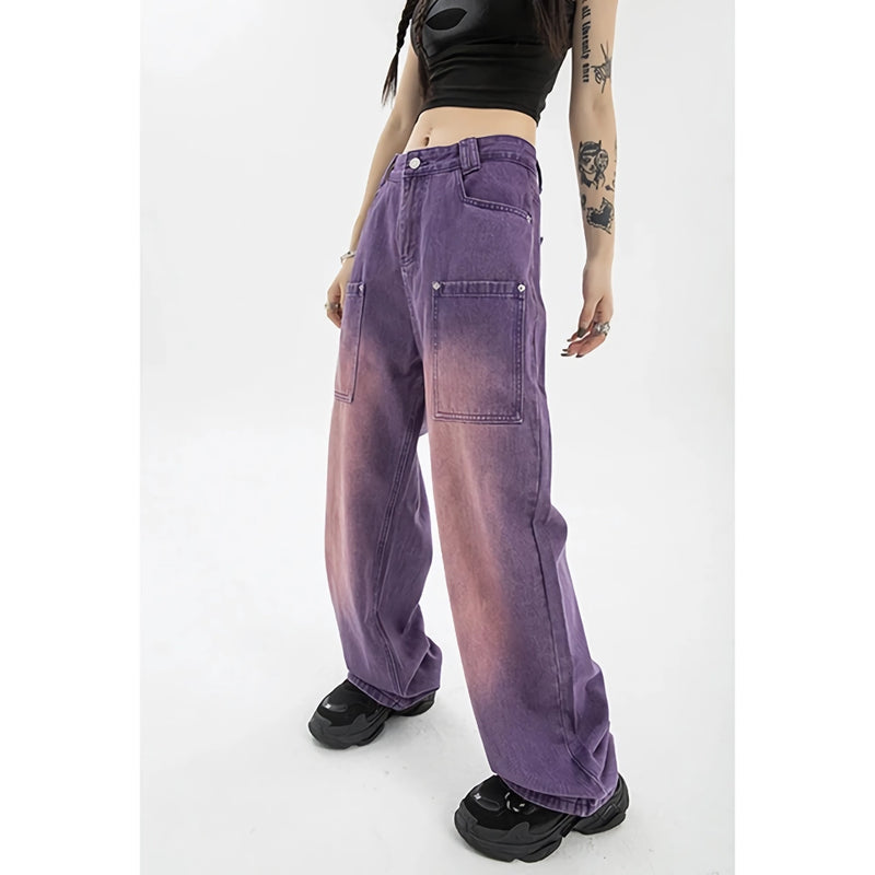 purple wide leg jeans, view 7 - MRSLM