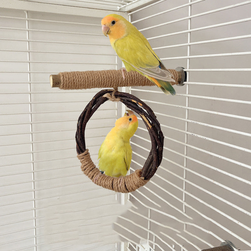 natural apple wood bird swing and stand, view 8 - MRSLM
