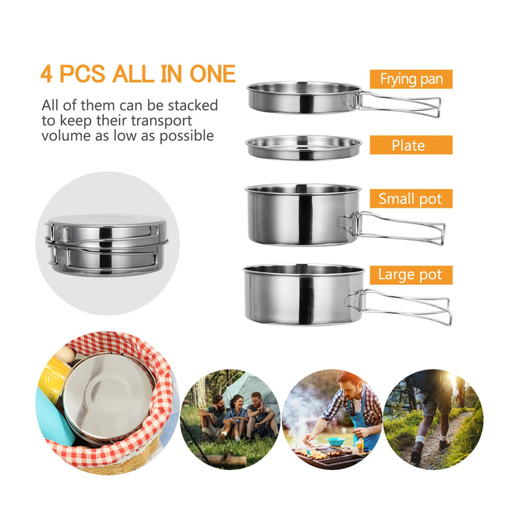 Stainless Steel Camping Cookware Set