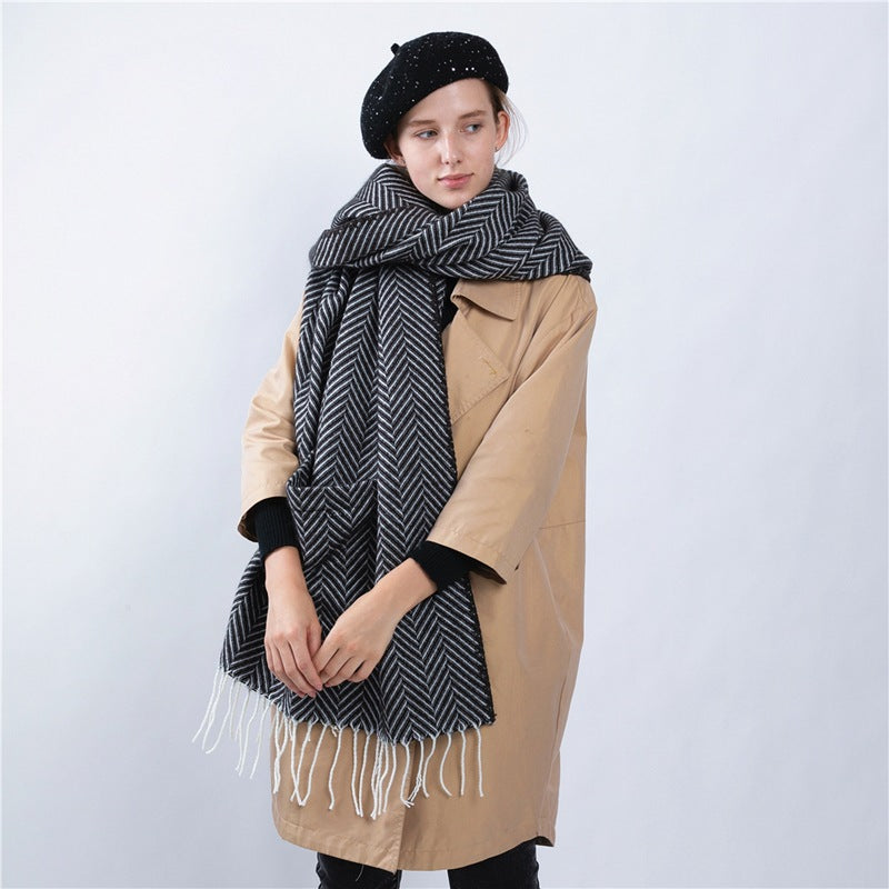 Wool fringe shawl scarf - MRSLM