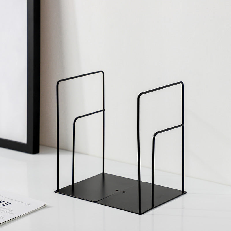 black and white iron bookends, view 3 - MRSLM