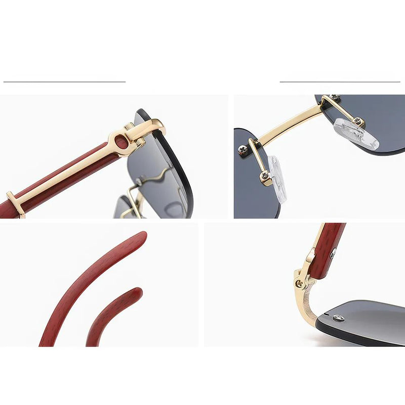 retro wooden frame sunglasses, view 7 - MRSLM