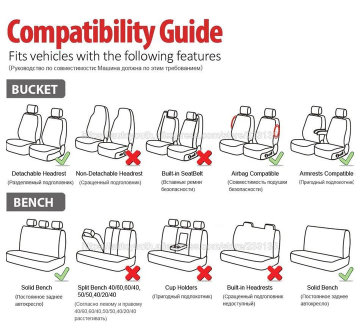 Universal Car Seat Covers with Sponge Padding for Most Cars, Trucks, SUVs, and Vans