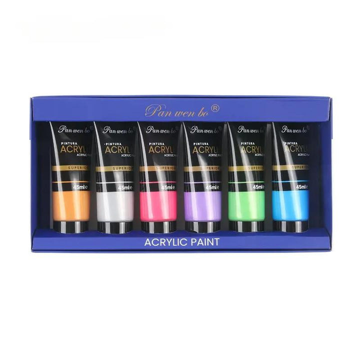 6-Color Acrylic Paint Set – Metallic &amp; Fluorescent, 45ML Bottled Paint for DIY Art &amp; Graffiti