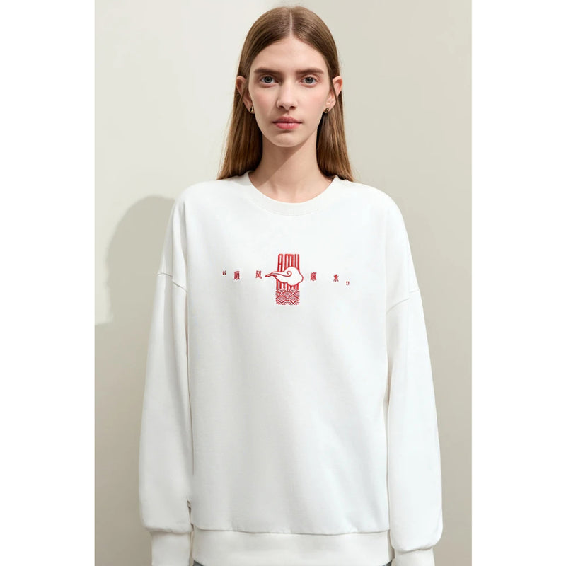 minimalist embroidered pullover for women, view 2 - MRSLM