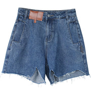 Retro blue high-waisted denim shorts, view 2 - MRSLM