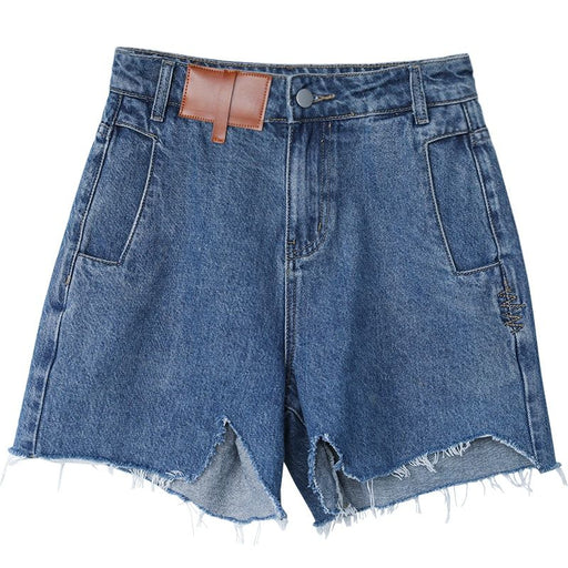 Retro blue high-waisted denim shorts, view 2 - MRSLM
