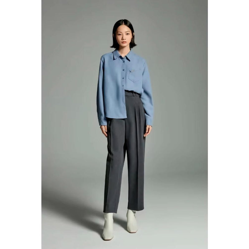 long sleeve polo neck blouse, view 5 - MRSLM