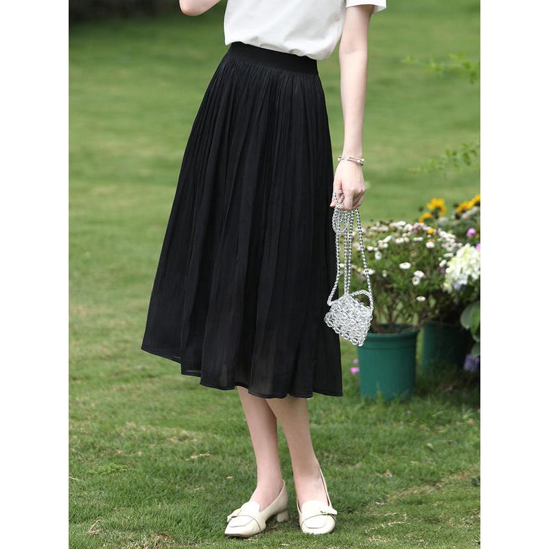 satin pleated midi skirt, view 2 - MRSLM