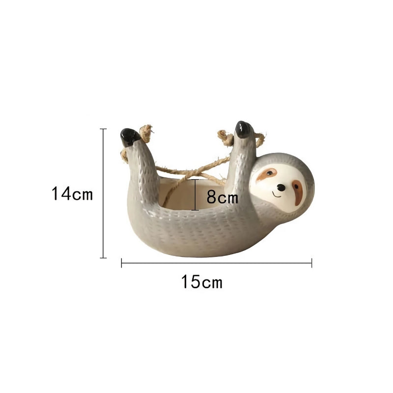 ceramic cartoon animal hanging plant pot, view 9 - MRSLM
