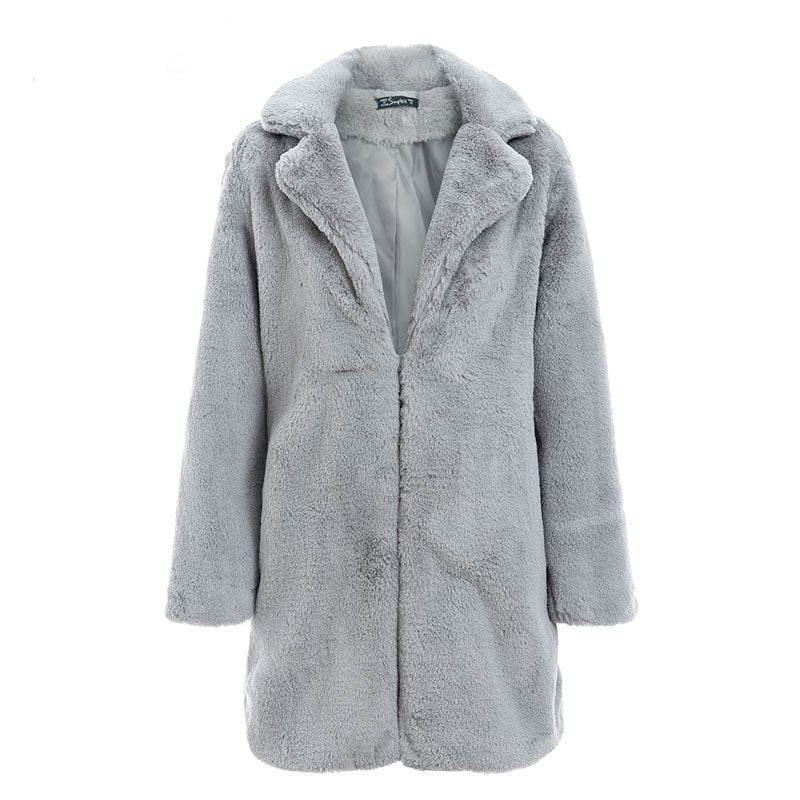 Women's long faux fur coat, view 8 - MRSLM