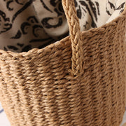 hand-made straw bucket bag, view 7 - MRSLM