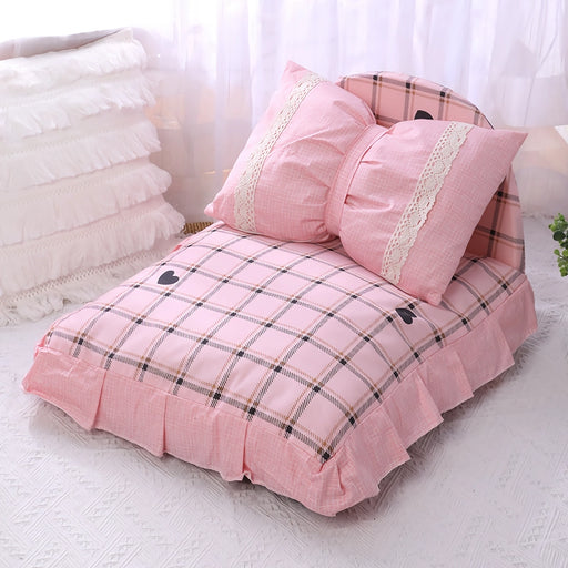 cute bow pet bed with detachable pillow, view 2 - MRSLM
