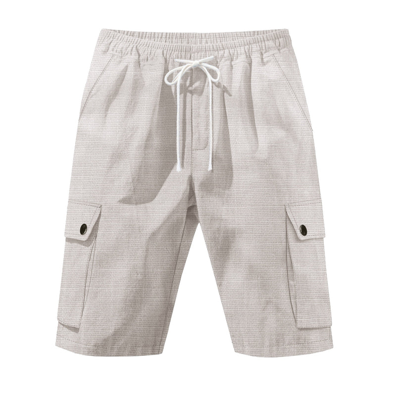 men's workwear linen blend beach shorts, view 4 - MRSLM