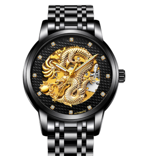 Fully Automatic Skeleton Waterproof Luminous Atmospheric Gold Business Dragon Watch