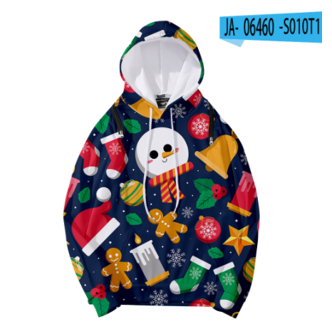 Christmas Element Printed Detachable Hooded Loose Women's Sweater