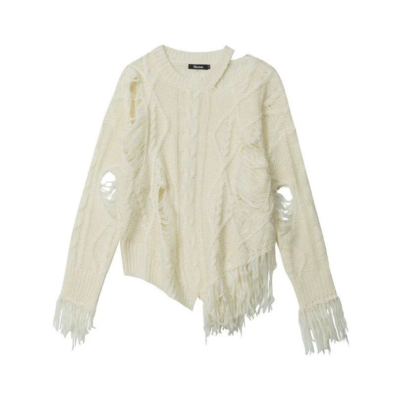 knitted hollow out pullover, view 2 - MRSLM