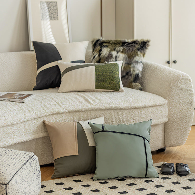 patchwork pu leather cushion cover - MRSLM